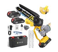 8000 mAh Mini Chainsaw 6 Inch, Electric Chainsaw Cordless with,Ultra-Long Battery Life & 2 Chains, Small Chain Saw with Safety Lock for Wood Cutting Tree Pruning, Seniors Friendly