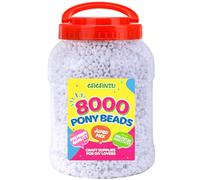 8000 pcs Pony Beads for Bracelet Multi-Colored Making Beads Bulk for Hair Braiding DIY Crafts Kandi Jewelry Key Chains and Ornaments Decorations,10 Assorted Colors,Boxed (White, 6 * 9)
