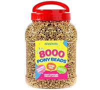 8000 pcs Pony Beads for Bracelet Multi-Colored Making Beads Bulk for Hair Braiding DIY Crafts Kandi Jewelry Key Chains and Ornaments Decorations Boxed (Golden, X-Large)