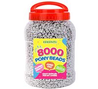 8000 pcs Pony Beads for Bracelet Multi-Colored Making Beads Bulk for Hair Braiding DIY Crafts Kandi Jewelry Key Chains and Ornaments Decorations,10 Assorted Colors,Boxed (Grey, 6 * 9)