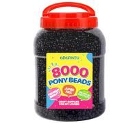 8000 pcs Pony Beads for Bracelet Multi-Colored Making Beads Bulk for Hair Braiding DIY Crafts Kandi Jewelry Key Chains and Ornaments Decorations,10 Assorted Colors,Boxed (Black, 6 * 9)
