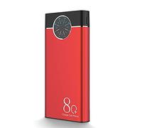 80000Mah Power Bank Fast Charging External Battery Bank 2 USB Digital Display High Capacity Battery Backup Flashlight for Smart Phones Tablets,Red