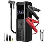 8000mAh 4-in-1 Car Jump Starter with Air Compressor Portable 150 PSI Tyre Inflator, Power Bank & Flashlight Universal Emergency Kit for Cars, Motorbikes & Van, USB