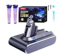 8000mAh Dyson V6 Battery Replacement, FLYLINKTECH Battery for Dyson V6 Compatible with Absolute, Animal, Motorhead, Total Clean, SV03 SV04 SV05 SV06 SV07 SV09 DC58 DC59 DC61 DC62 DC72 DC74