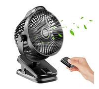 8000mAh Rechargeable USB Desk Fan Clip on Fan with Remote Control & LED Display, 5 Speeds 360° Rotation, Portable Small Battery Ultra-quiet Mini Electric Fan for Home Office Camping Pram Cooling
