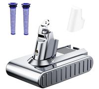 8000mAh Replacement for dyson V6 Battery 21.6V Lithium VTC4 SV03 SV04 SV05 SV06 SV07 SV09 DC58 DC59 DC61 DC62 DC72 DC74 Absolute Animal Motorhead Slim Vacuum with 2 Filters (V6)