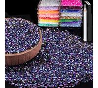 8000pcs 3mm Resin Rhinestones Bulk, Purplish Black AB Flatback Round Jelly Rhinestones Non Hotfix Crystal Gems Large Quantity Wholesale for DIY Crafts Clothes Bottles Face Makeup Manicure
