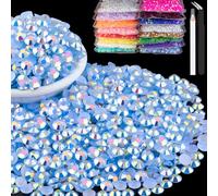8000pcs 3mm Resin Rhinestones Bulk, Sky Blue AB Flatback Round Jelly Rhinestones Bedazzling Non Hotfix Crystal Gems Large Quantity Wholesale for DIY Crafts Clothes Tumblers Face Makeup Manicure