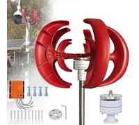 8000W Wind Turbine Generator Kit - 12V/24V/48V Vertical 5-Blade AC Permanent Magnet Generator with Controller for Hybrid Wind Solar Power Systems, Red - 24V