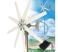 8000W Wind Turbine Generator Kit - 8-Blade Windmill for 12V, 24V, 48V Systems with Solar Hybrid Controller - Efficient Eco-Friendly Energy Solution for Home Use