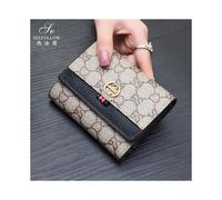 (8003 Black) Luxury womeninchs leather short wallet card bag al