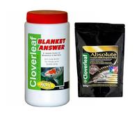800g Cloverleaf Blanket Answer Koi Fish Pond Blanketweed Algae Treatment & Koi Sturgeon Sterlet Sinking Pellet Food - 500g Juvenile 2mm 54% Protein