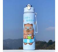 800ml/28oz Kids Insulated Water Bottle with Straw, Cute Capybara Pattern Stainless Steel Water Bottle, Child's Big Flask Vacuum Insulated, Leak Proof Metal Water Bottle