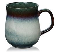 800ml Extra Large Ceramic Coffee Mug with Big Handle, 28Oz Handmade Glazed Oversized Tea Cup for Office and Home, Microwave and Dishwasher Safe, Jumbo Coffee Cup for Hot and Cold Drinking (Ink Green)