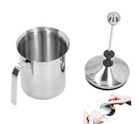 800ML Manual Milk Creamer Double Layer Stainless Steel Manual Milk Foamer Hand Pump Frother Cappuccino Latte Coffee Foam Pitcher with Handle Frother Handheld for Kitchen