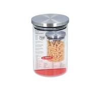 storage jar 870 ml glass/stainless steel transparent/silver
