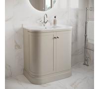 800mm Beige Curved Freestanding Vanity Unit with Basin - Bowland