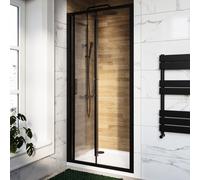 800mm Black Bi-Fold Door Shower Enclosure 6mm Glass - Carina
