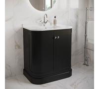 800mm Black Curved Freestanding Vanity Unit with Basin - Bowland