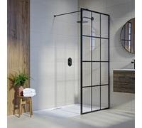 800mm Black Grid Shower Screen for Wet Room & Walk In Shower - Nova