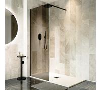 800mm Black Smoked Glass Shower Screen for Wet Room & Walk In Shower - Atlas