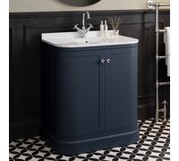 800mm Blue Curved Freestanding Vanity Unit with Basin - Bowland