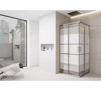 800mm Corner Shower Enclosure White Screen Print Walk in Cubicle Sliding Door Entry Shower Tray and Riser Kit Options (800mm x 800mm Shower Enclosure)