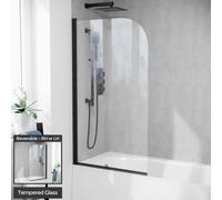 800mm Curved Bath Screen Matt Black Profile Clear Glass Reversible | Denver