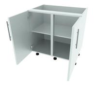 800mm Highline Double Base Kitchen Cabinet - 720mm High - Quick-Fix Hinges - White Matt - Flat Pack