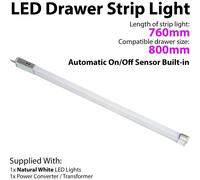800mm LED Drawer Strip Light AUTO ON/OFF PIR SENSOR Kitchen Cupboard Door Unit