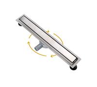 800mm Linear Shower Drain 31" Rotatable 2 in 1 Stainless Steel Floor Drain Invisible Design with Hair Strainer & Odor Stop for Bathroom Shower Tile Installation