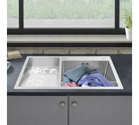 800mm Stainless Steel Household Wash Basin Kitchen Sink with Washboard Household Laundry Room Balcony