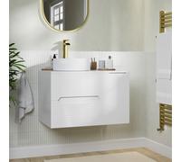 800mm White Fluted Wall Hung Countertop Vanity Unit with Basin Melbourne