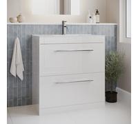 800mm White Freestanding Vanity Unit with Basin and Chrome Handles - Ashford