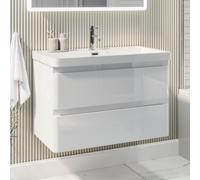 800mm White Wall Hung Vanity Unit with Basin - Pendle