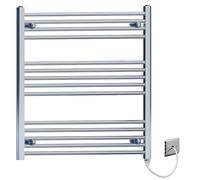 800mm Wide Flat Chrome Electric Pre-Filled Heated Towel Rail Radiator For Bathroom Designer UK (800mm x 800mm (h))