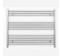 800mm Wide Flat Chrome Electric Pre-Filled Heated Towel Rail Radiator For Bathroom Designer UK (800mm x 700mm (h))