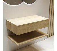 800mm Wood Effect Wall Hung Countertop Vanity Unit with Shelf - Lugo