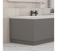 800mm, Wooden MDF End Bath Panel Covering with Plinth, Indigo Grey Bathroom Panels for Bathtub, Water Resistant Panel for Straight Bathroom Baths and Soaking Tubs