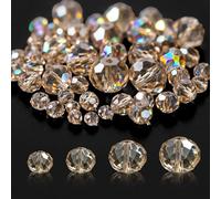 800Pcs 4/6/8/10mm Crystal Glass Beads for Jewelry Making - Faceted Rondelle Sparkling Spacer Beads, Round Crystal Glass Bead for DIY Bracelets, Necklaces, Earrings & Pendants (Champagne)