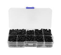 800pcs/box M3 Nylon Screw Nut Washer Combination Kit Flat Head Socket Cap Screws Countersunk Screw Set M3 Black Laptop Micro Assorted Screw Fasteners Hardware Accessories with Plastic Box(Black)