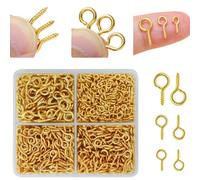 800Pcs Gold Screw Eye Pins Kit, 4mm 5mm 6mm Mixed Sizes Small Eye Screws, Metal Eye Hooks for Jewelry Making Supplies, DIY Crafts, Handmade Projects