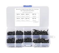800pcs M2 Black Carbon Steel Countersunk Flat Cross Head Self Tapping Screws Set