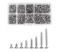 800Pcs M2 Cross Flat Head Screws, 4mm-20mm Plated Carbon Steel Flat Head Screws Self Tapping Screws Wood Screws Assortment Kit