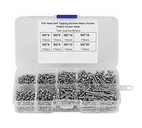 800pcs M2 Pan Head Self Tapping Woodworking Fastener with Box,Plated Carbon Steel Screws Set for Soft Metal Sheet and Plastic, Energy, Electronics, Machinery, 4,20mm