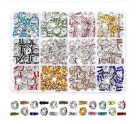 800pcs Rondelle Spacer Beads 6mm Silver Crystal Rhinestone Bulk Fancy Sparkl Spacer Loose Beads Colourful Beadable Bead Mixed Colors Glitter Bead for Jewelry Making Bracelet Necklace Earring DIY Craft