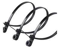 800Pcs Screw Hole Cable Ties Nylon Self-Locking Loop150mm/200mm Wrap Bundle Mount Organizer Fastening Straps Fasten Zip Plastic for DIY Home Office(Black (with Hole),4x150mm)