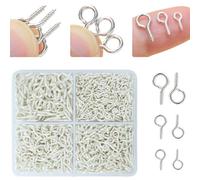 800pcs Silver White Screw Eye Pins, 3 Sizes Small Eye Hooks Screw Set, Eye Pins for Jewelry Making, Ideal for DIY Crafts, Handmade Projects,Jewelry Pendants