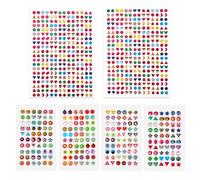800pcs Stick On Earrings 3D Gem Stickers, Glitter Bling Sparkle Stickers No Piercing Sticker Earrings for Girls Kids Multiple Colors & Shapes (6 Sheets)