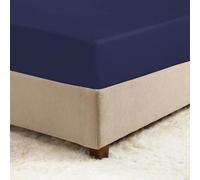 800TC Fitted Bed Sheet Soft Cotton Rich Fabric with Smooth Finish Optional Pillowcases Available Separately Great for Hotels Homes BnB [Navy Blue, Super King]